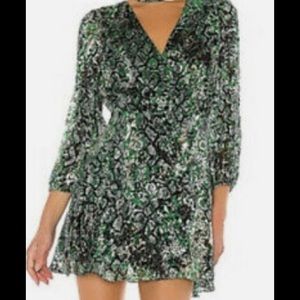Alice + Olivia Rita Emerald Snakeskin Mini Dress